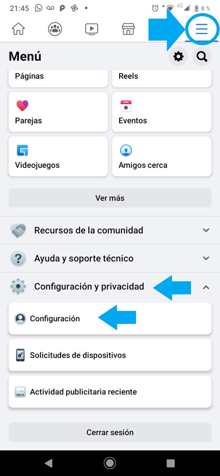 Pasos para eliminar cuenta facebook