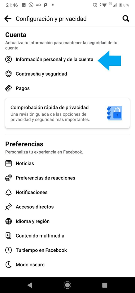 Pasos para eliminar cuenta facebook