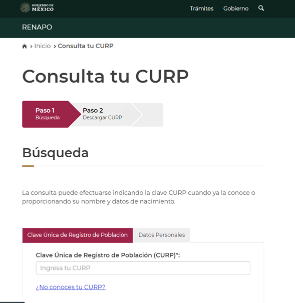 No se cual es mi CURP