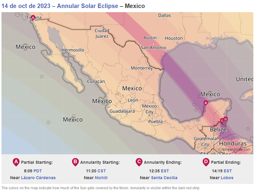 Eclipse solar 2023 México hora y fecha